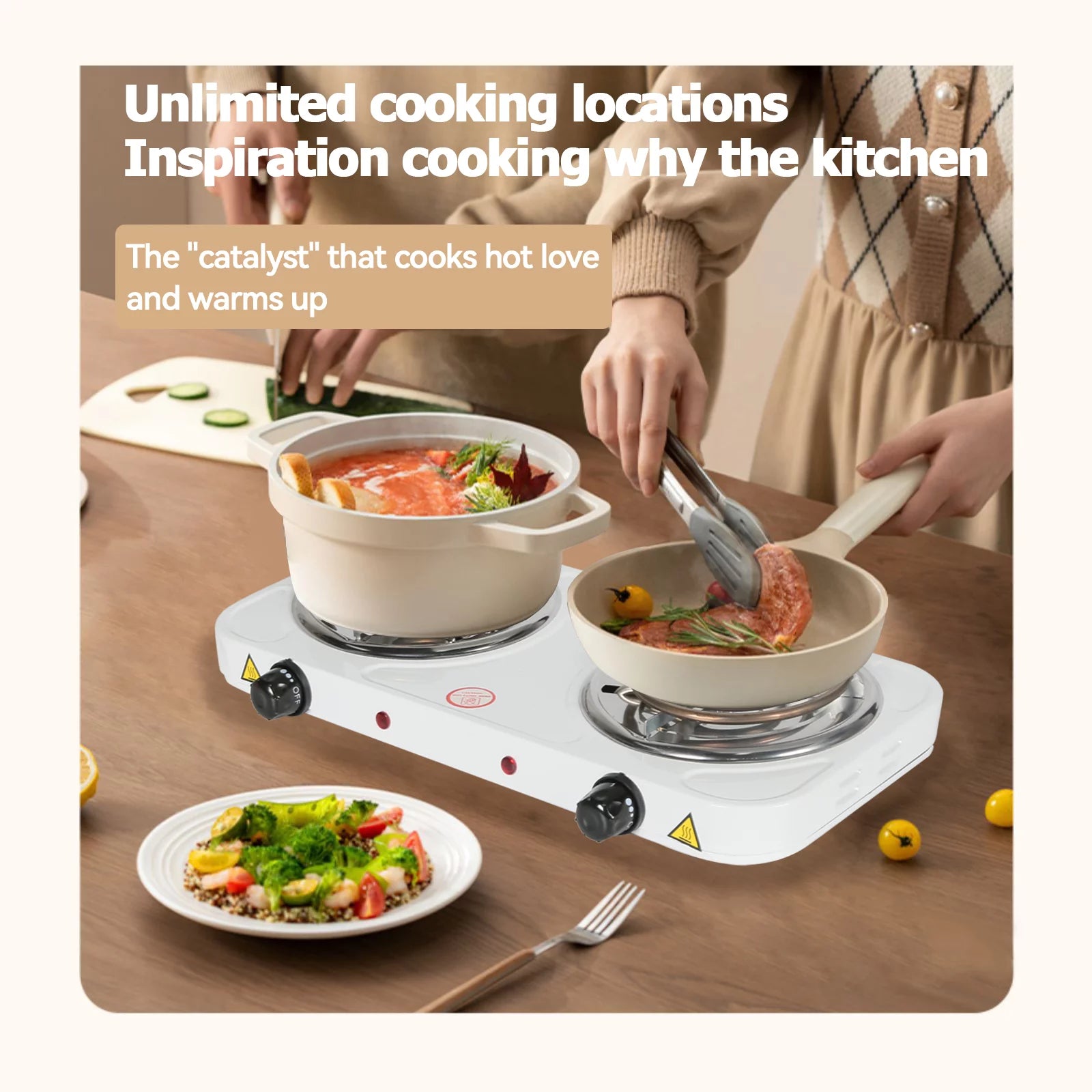 Double Trouble Hot Plate: 2000W Electric Stove Burners for Cooking A43853
