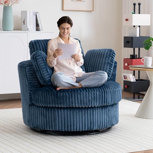 Round Swivel Barrel Chair with Ottoman for Living Room Bedroom G375183