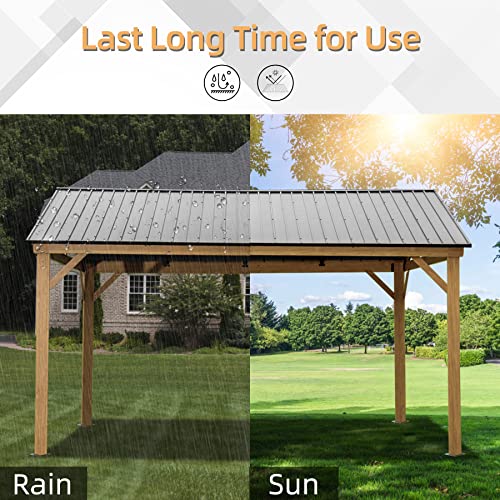 10 x 10 ft Hardtop Gazebo with Netting and Curtains, Galvanized Steel Roof for Patio K80436