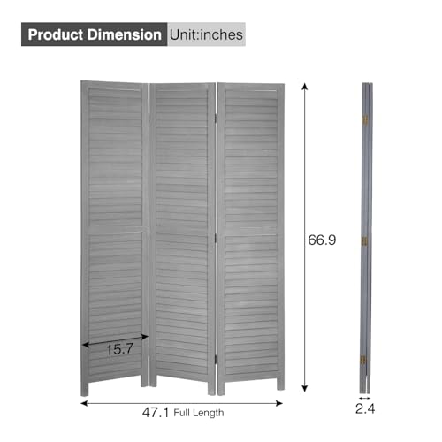 6 Panel Wood Room Divider Privacy Screen Freestanding White U13428