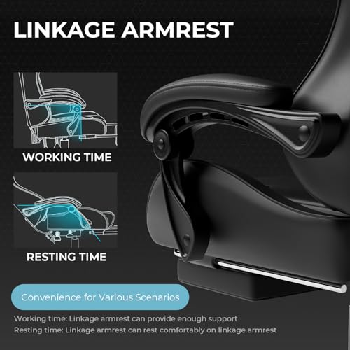 Gaming Chair with Footrest and Lumbar Support, Height Adjustable, Blue Y9034