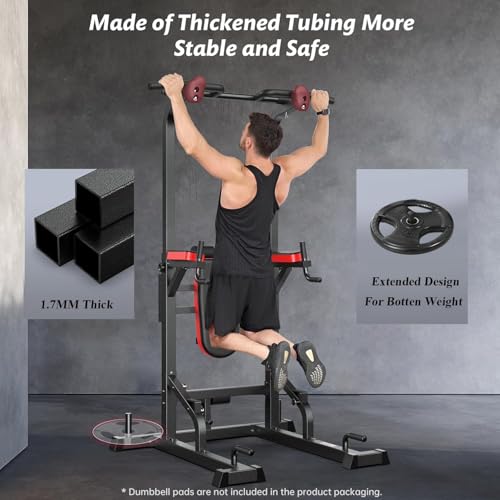 Power Tower Dip Station Pull Up Bar for Home Gym Workout, Adjustable Height with Supine Board G8894