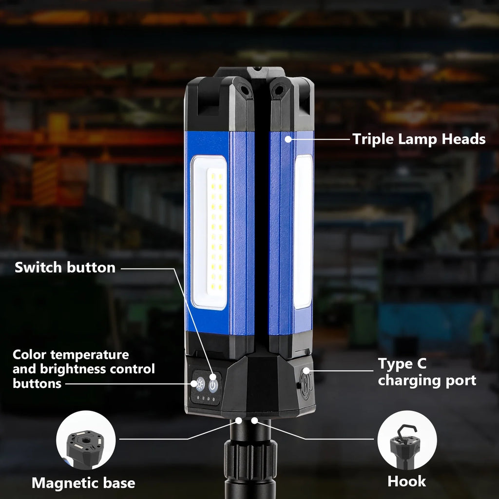 LED Work Light with Tripod, Rechargeable 2000 Lumens X937363