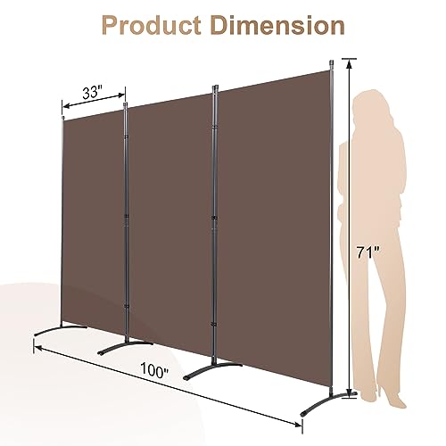4 Panel Folding Room Divider Privacy Screen with Steel Frame F2996