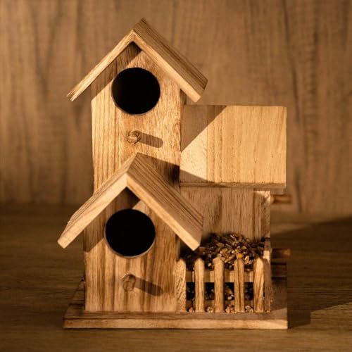Wooden Bird House for Outdoor Hanging, Handmade Natural for Backyard Decor J419429