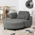 51.2" W Oversized Accent Barrel Chair Comfy Corduroy Upholstery Round Leisure Armchair w/Adjustable Headrest,4 Pillows,Storage Ottoman & Removable Tray for Home Apartment Living Room Hotel Lobby