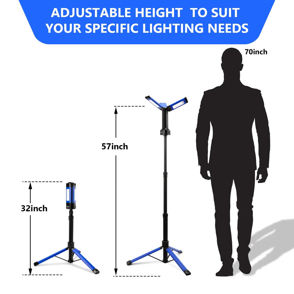 LED Work Light with Tripod, Rechargeable 2000 Lumens X937363