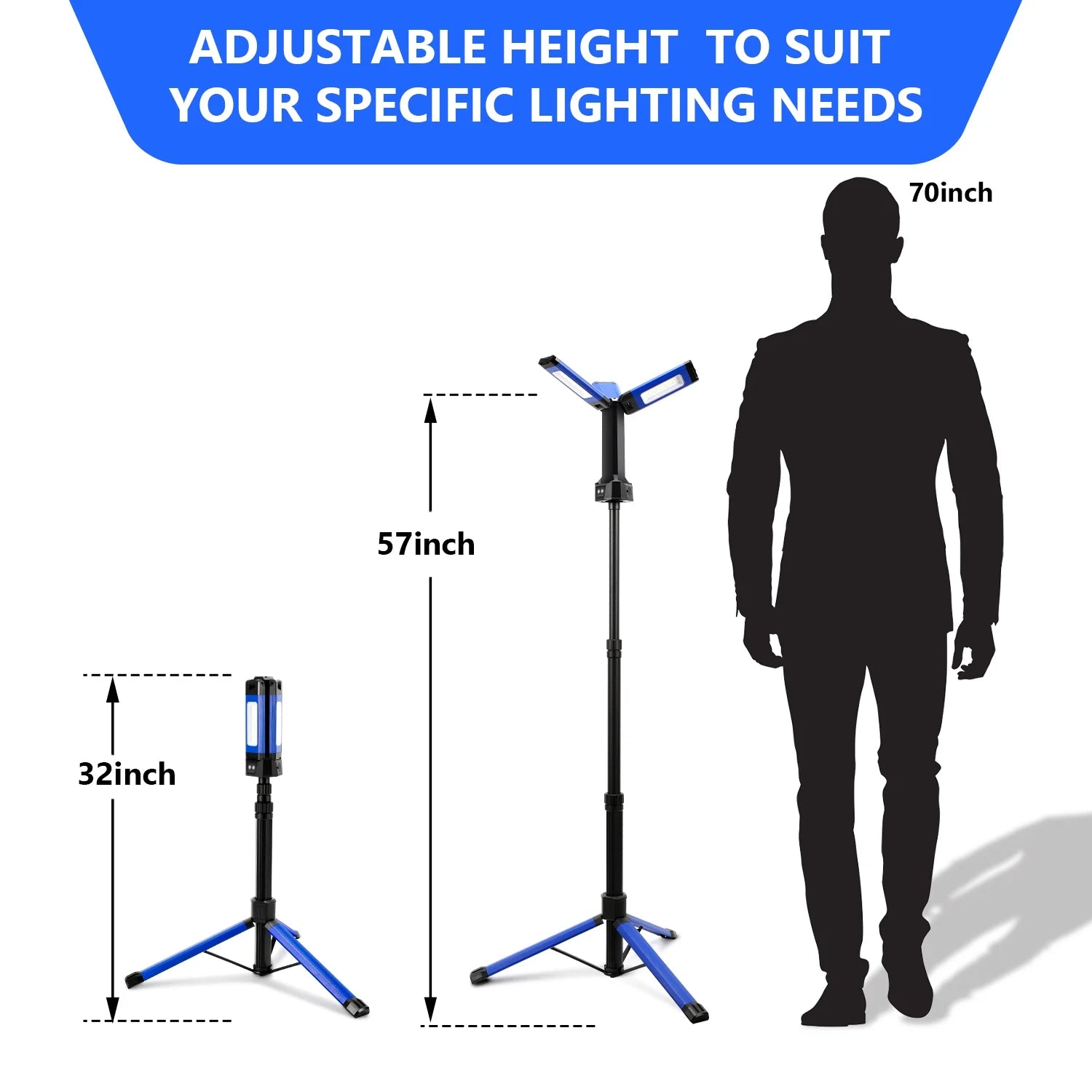 LED Work Light with Tripod, Rechargeable 2000 Lumens X937363