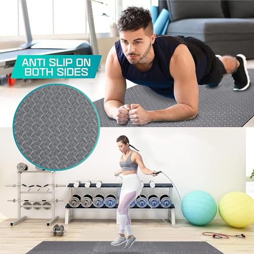 Puzzle Exercise Mat for Home Gym, EVA Interlocking Foam Floor Tiles with Border O344855