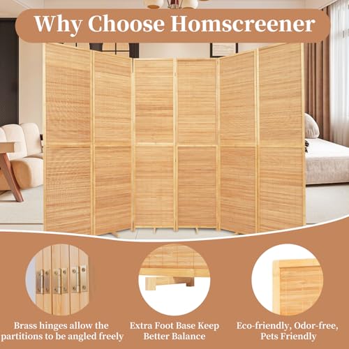 Bamboo Room Divider 4 Panel Freestanding Folding Privacy Screen T33053