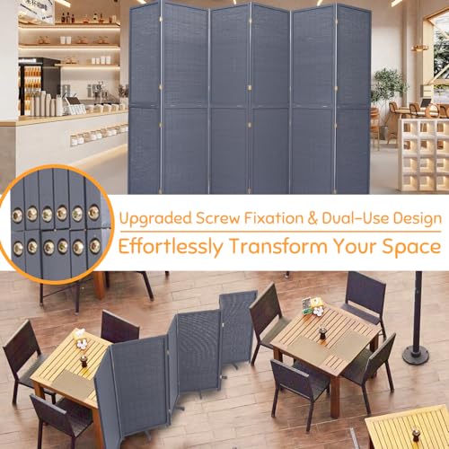 Bamboo Room Divider Folding Privacy Screen, 4 Panel, Beige N84000