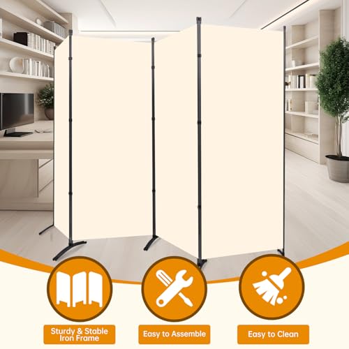Room Divider Screen 3 Panel Folding Partition with Metal Frame, Grey N348