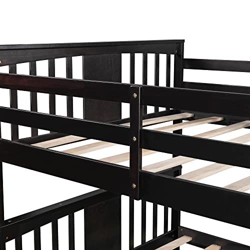Twin Over Full Bunk Bed with Slide and Stairs for Kids I642