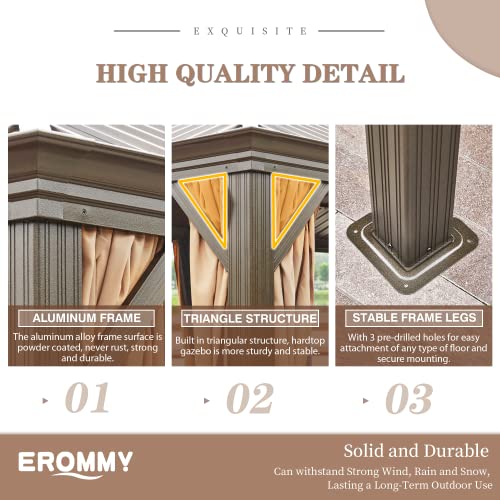 12x20 ft Hardtop Gazebo Double Roof Galvanized Steel Canopy Outdoor Aluminum Frame with Netting and Curtains X191579