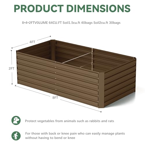 Galvanized Raised Garden Bed 8x4x2ft, Large Metal Planter Box for Outdoor Vegetables, Flowers & Herbs D2106