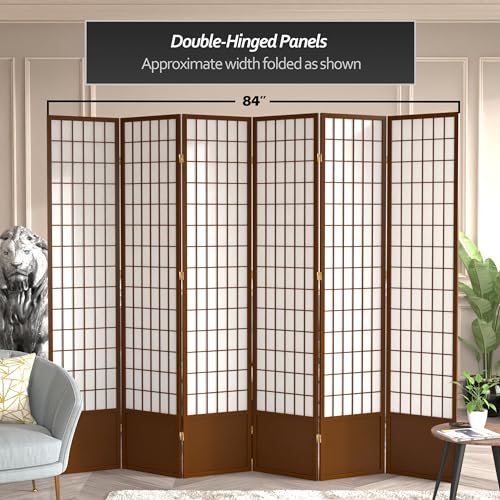 7 ft. Tall Window Pane Shoji Screen Room Divider, 3 Panels, White S15216