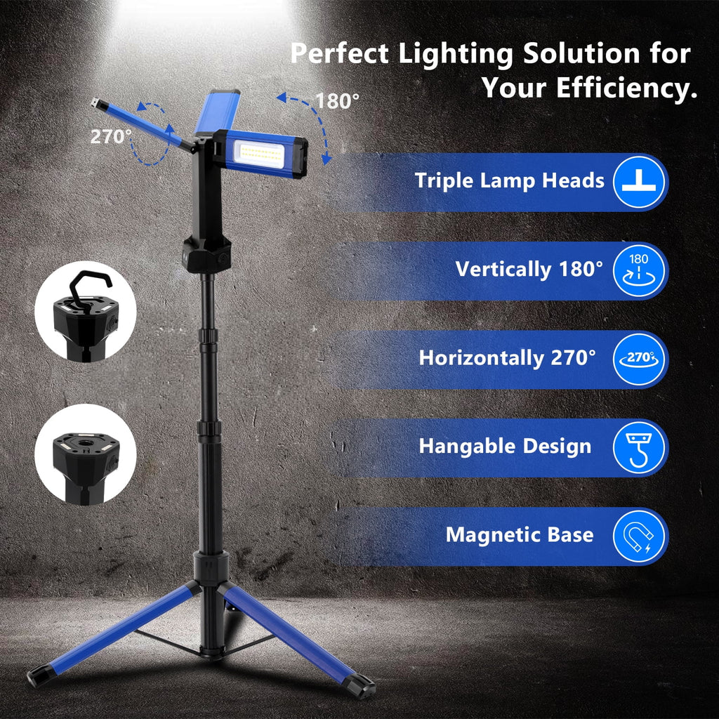LED Work Light with Tripod, Rechargeable 2000 Lumens X937363