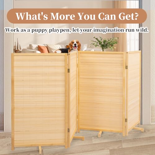Bamboo Room Divider 4 Panel Freestanding Folding Privacy Screen T33053