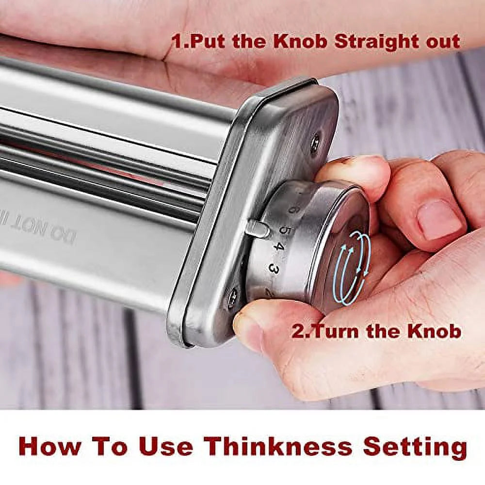 Pasta Attachment for Stand Mixer, 3 Piece Stainless Steel Roller and Cutter Set N609