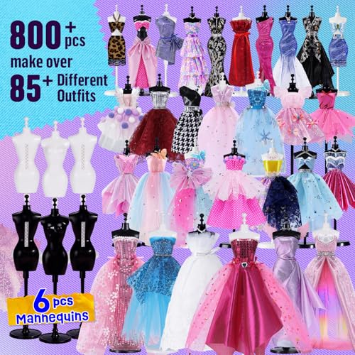 Fashion Designer Kit for Girls with 6 Mannequins, Arts and Crafts Sewing Kit for Kids Ages 8-12 S1001