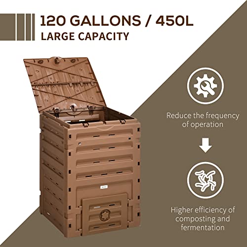 Garden Compost Bin, 120 Gallon, BPA Free, with Vents and Sliding Doors P101