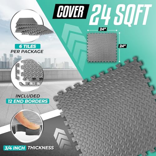Puzzle Exercise Mat for Home Gym, EVA Interlocking Foam Floor Tiles with Border O344855