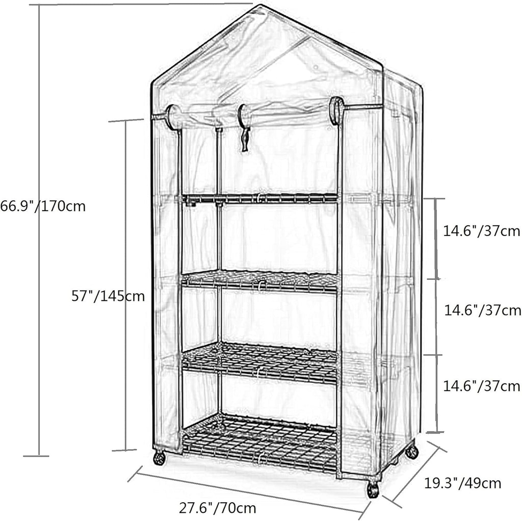 Mini Greenhouse 4 Tier with Wheels for Indoor Outdoor Plants P735565