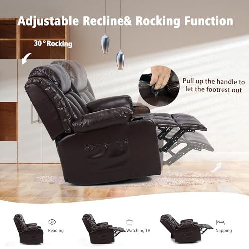 Swivel Recliner Chair with Massage and Heat, Fabric Upholstery, Lime Gray Y550941