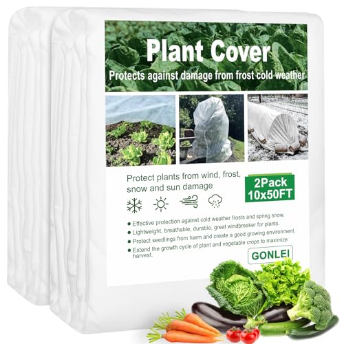 GonLei 2Pack 10X25 FT Plant Covers Freeze Protection1.05oz Garden Cover Plant Floating Blankets Row Cover,Winter Plants Frost Blanket for Outdoor,Plants Cloth Freeze Protection Fabric