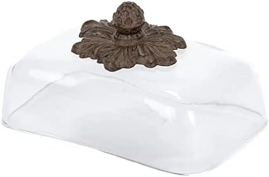 Ceramic Butter Dish with Metal Acanthus Leaf Design X73179