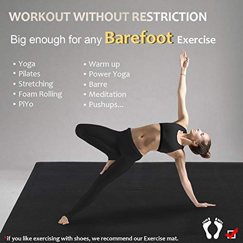 Large Yoga Mat 6x4 ft Extra Thick Non-Slip for Home Workout Pilates S1451