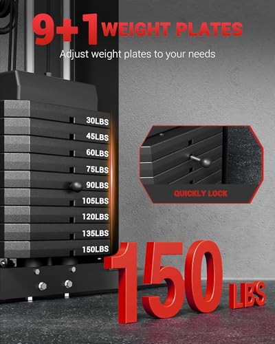 Full Body Home Gym Machine with 150LBS Weight Stack V448592