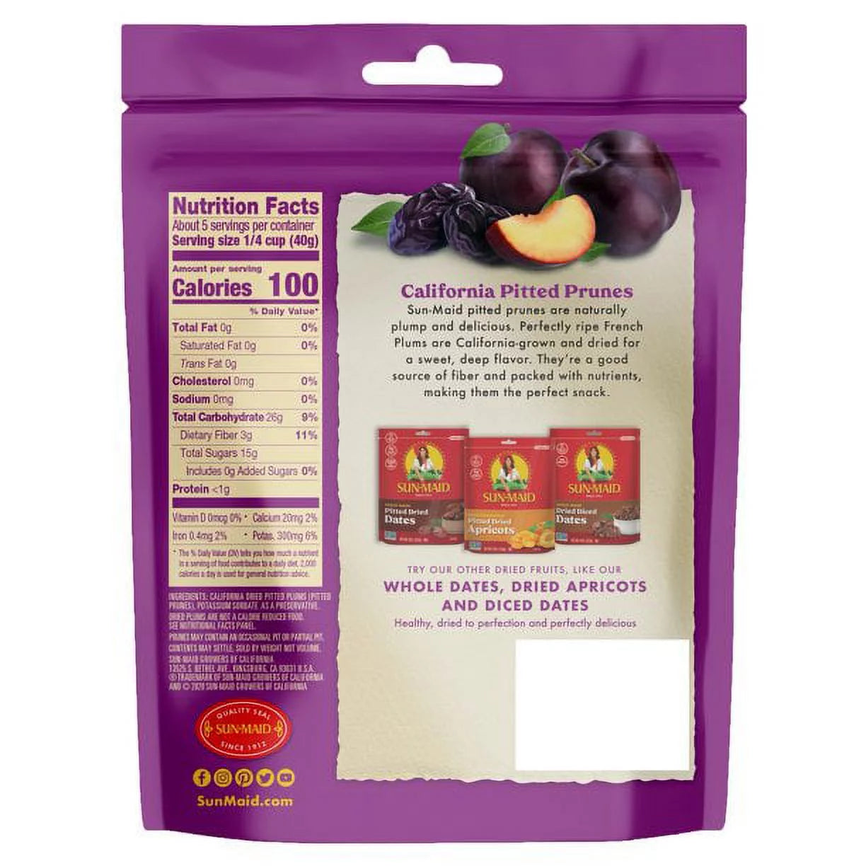 California Whole Pitted Prunes, Dried Plums, 7 oz Pack of 3 M380017