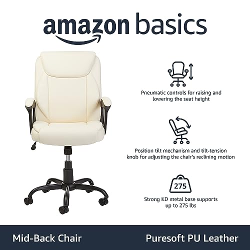 Mid-Back Height Adjustable Office Desk Chair with Armrest, Black R860779