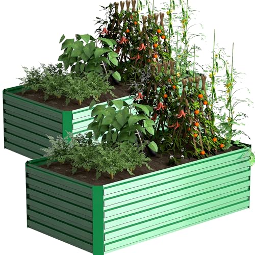 Galvanized Raised Garden Bed 8x4x2ft, Large Metal Planter Box for Outdoor Vegetables, Flowers & Herbs D2106