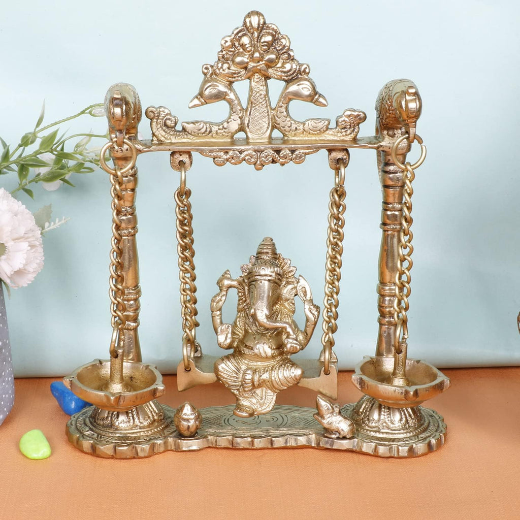 Ganesh Jhula Hanging Swing Statue for Home Décor Mandir Gift 9 Inch E83217