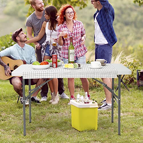 Portable 4 Foot Plastic Folding Table, Indoor Outdoor Heavy Duty, White Y15191