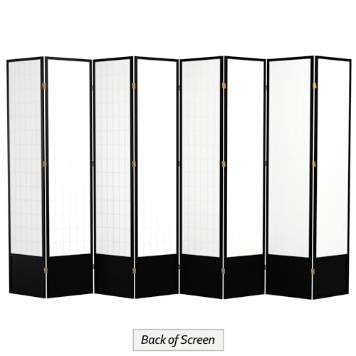 7 ft. Tall Window Pane Shoji Screen Room Divider, 3 Panels, White S15216