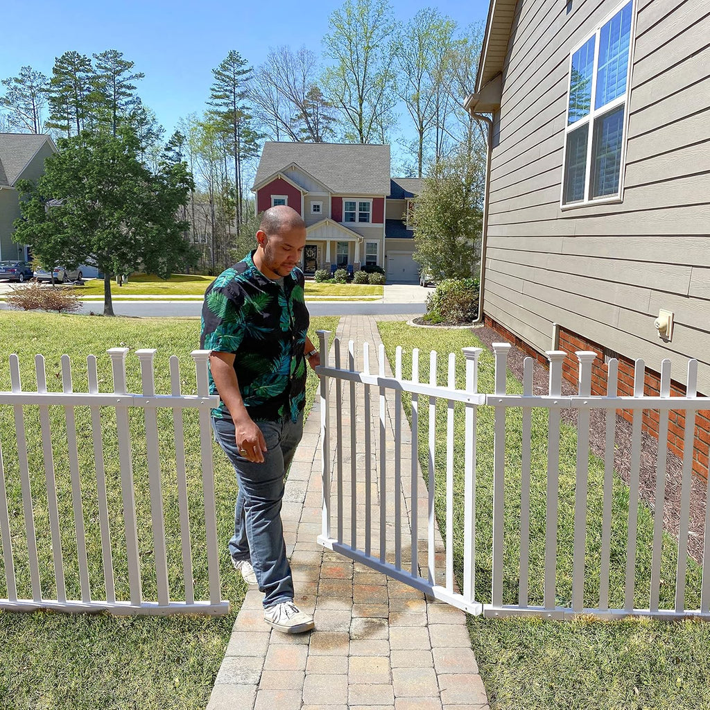 Lightweight Portable Vinyl Picket Fence Kit with Metal Base, White R746255
