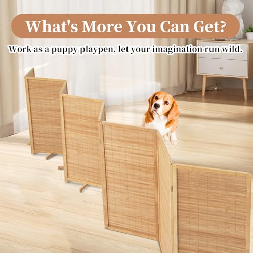 Bamboo Room Divider 4 Panel Freestanding Folding Privacy Screen T33053