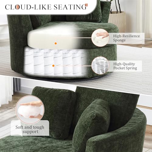 Round Swivel Barrel Chair with Ottoman for Living Room Bedroom G375183