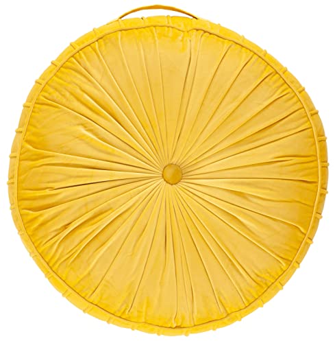 Mustard Yellow Velvet Round Floor Pillow C594437