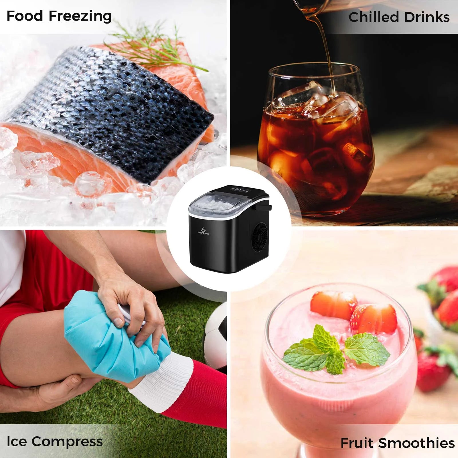 Ice Maker Countertop, Self-Cleaning, 26.5 lbs in 24 Hrs, Black R737