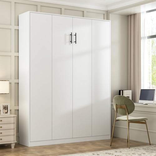 Queen Size Murphy Wall Bed, Space-Saving Foldable Cabinet Bed for Guest Room B824147