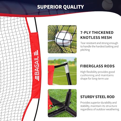 Baseball & Softball Practice Net with Bow Frame, Portable, with Batting Tee and Carry Bag B6660