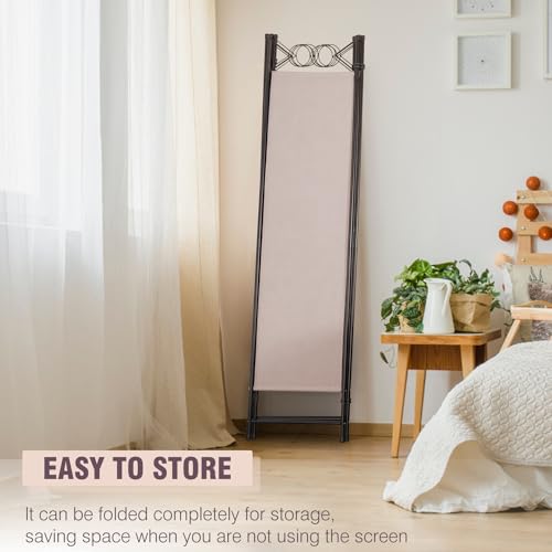 4 Panel Room Divider 6FT Steel Frame Folding Privacy Screen G872592