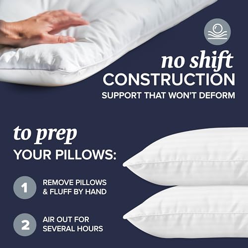 Bed Pillows Standard/Queen Size Set of 2 - Down Alternative Pillow for Sleeping F6851