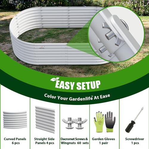 Galvanized Raised Garden Bed Oval Metal Planter Box for Vegetables Flowers U63502