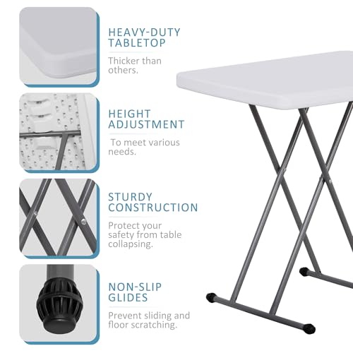Portable 4 Foot Plastic Folding Table, Indoor Outdoor Heavy Duty, White Y15191