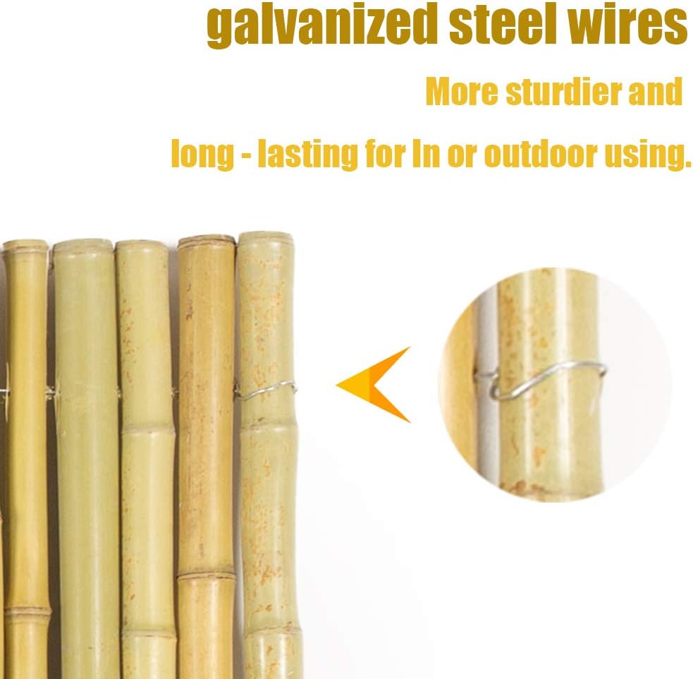 Natural Rolled Bamboo Fence, 0.7 in D x 6 ft High x 8 ft Long, Garden Privacy Screen B310